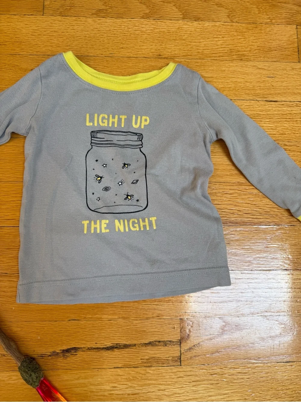 Kids Glow Jar Pajama Set - Gray & Navy with Yellow Trim